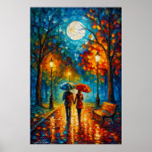 Moonlit Stroll - Romantic Rain Walk Poster (Voorkant)