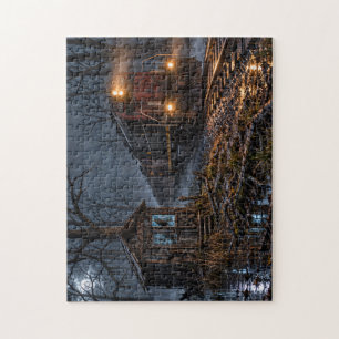 Moonlit Swamp-spoorlijn — Donkere Trein Kunst Legpuzzel