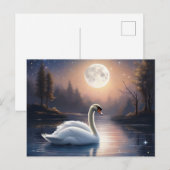 Moonlit Swan Briefkaart (Voorkant / Achterkant)