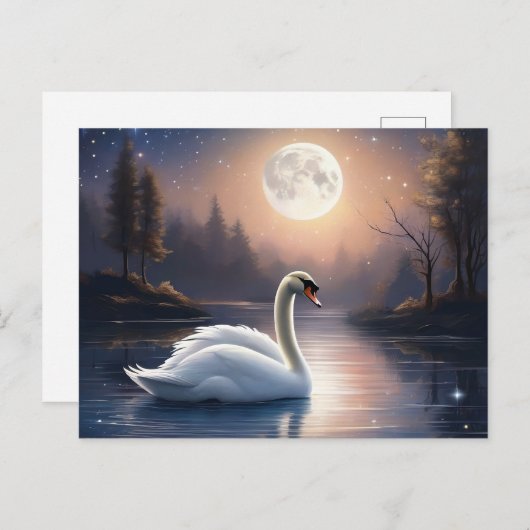 Moonlit Swan Briefkaart (Voorkant / Achterkant)