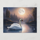 Moonlit Swan Briefkaart (Voorkant)