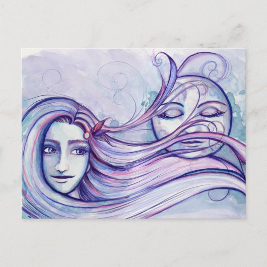 Moonlit Thoughts MoonChild Goddess Moon Child Briefkaart (Voorkant)