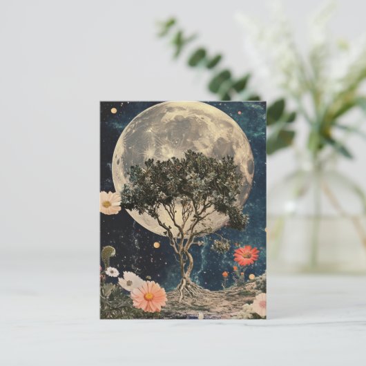 Moonlit Tree & Blossoms Briefkaart (Staand voorkant)