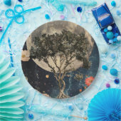 Moonlit Tree & Blossoms Papieren Bordje (Feest)