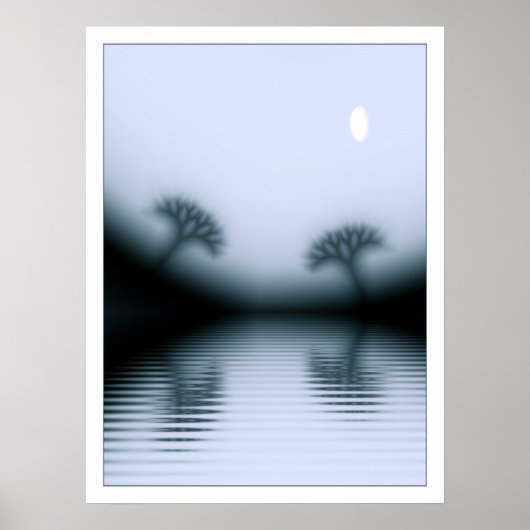 Moonlit Trees en Lake Poster (Voorkant)
