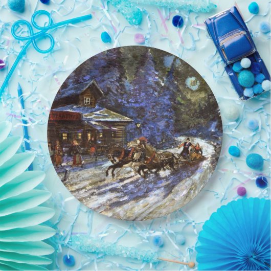 Moonlit Troika Ride Papieren Bordje (Feest)