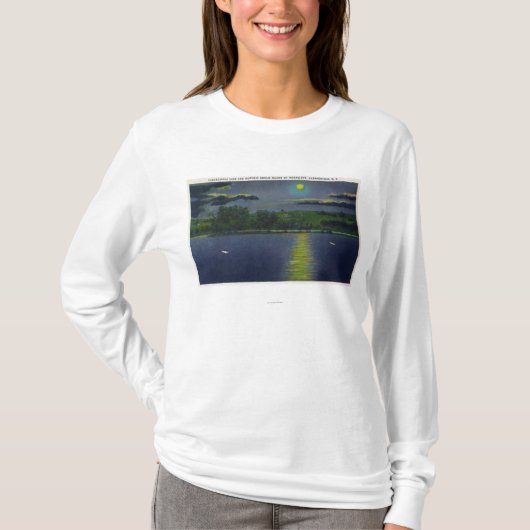 Moonlit Uitzicht Historic Squaw Island and Lake T-shirt (Voorkant)