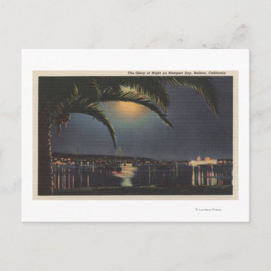 Moonlit Uitzicht van de Baai van Newport Briefkaart (Voorkant)