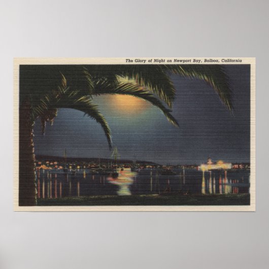 Moonlit Uitzicht van de Baai van Newport Poster (Voorkant)