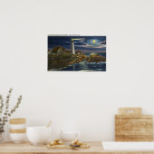 Moonlit Uitzicht van de hoofdvuurtoren van Portlan Poster (Keuken)