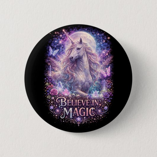 Moonlit Unicorn Dreams Ronde Button 5,7 Cm (Voorkant)