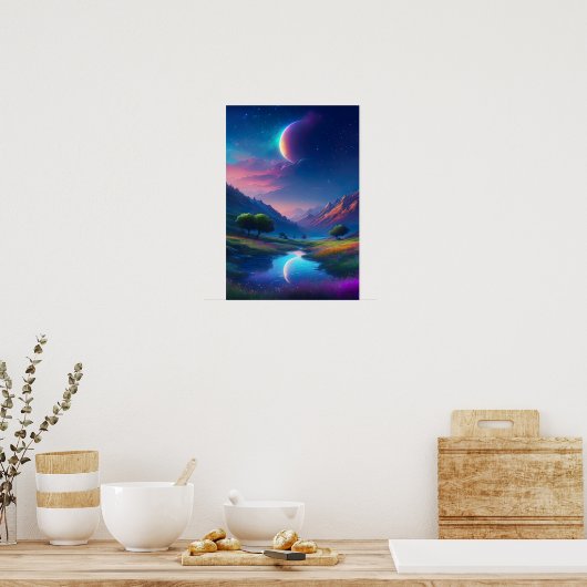 Moonlit Valley, een charmante nacht Poster (Keuken)