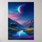 Moonlit Valley, een charmante nacht Poster (Voorkant)