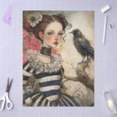 Moonlit Victorian Gothic Girl & Raven Fantasy  Tissuepapier (Craft)
