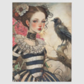 Moonlit Victorian Gothic Girl & Raven Fantasy  Tissuepapier (Voorkant)