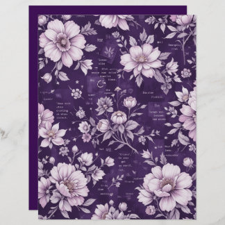 Moonlit Violet Blossoms Scrapbook Paper