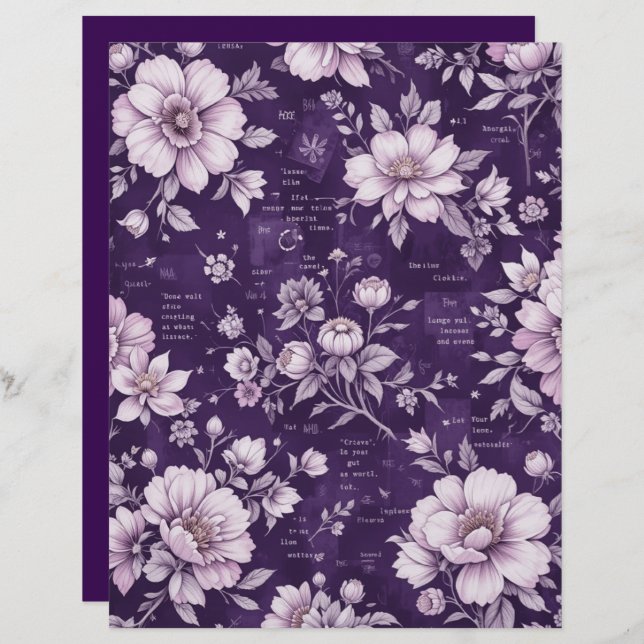  Moonlit Violet Blossoms Scrapbook Paper (Voorkant / Achterkant)