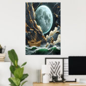 Moonlit Vist onder de klif Poster (Thuiskantoor)