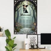 Moonlit Vows – A Cute Gothic Wedding Moment. Poster (Thuiskantoor)