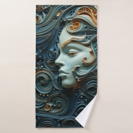 Moonlit Vrouw 3D Kunst Badhanddoek