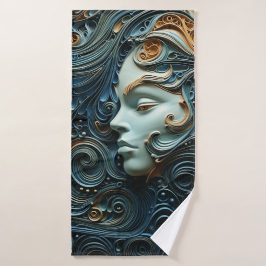 Moonlit Vrouw 3D Kunst Badhanddoek (Badhanddoek)