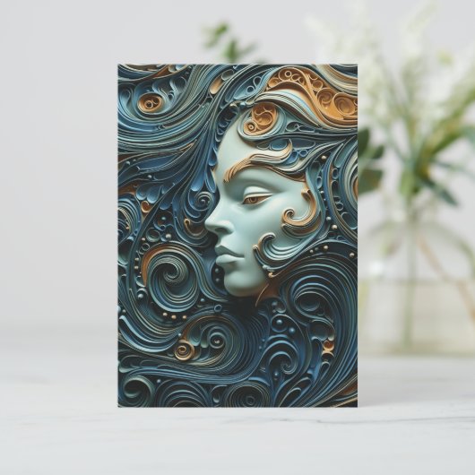 Moonlit Vrouw 3D Kunst Bedankkaart (Staand voorkant)