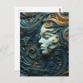 Moonlit Vrouw 3D Kunst Briefkaart (Voorkant / Achterkant)