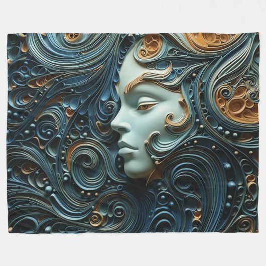 Moonlit Vrouw 3D Kunst Fleece Deken (Voorkant (Horizontaal))