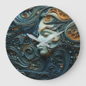 Moonlit Vrouw 3D Kunst Grote Klok (Voorkant)