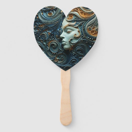 Moonlit Vrouw 3D Kunst Handwaaier (Achterkant)