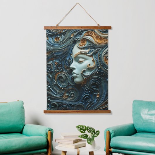 Moonlit Vrouw 3D Kunst Hangend Wandkleed (Woonkamer)