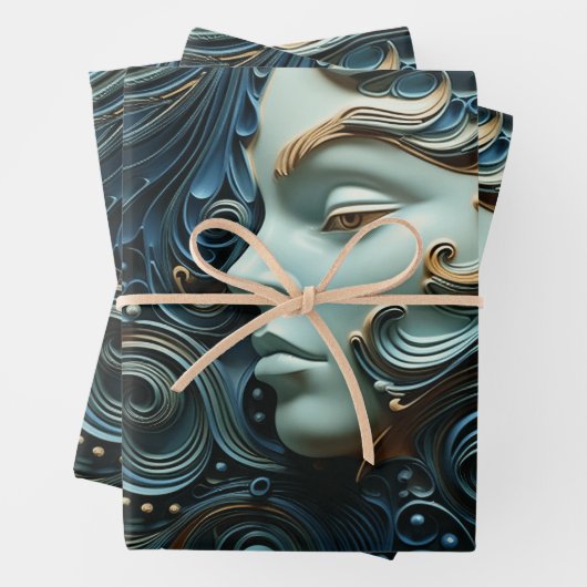 Moonlit Vrouw 3D Kunst Inpakpapier Vel (In situ)