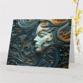 Moonlit Vrouw 3D Kunst Kaart (Gele Bloem)