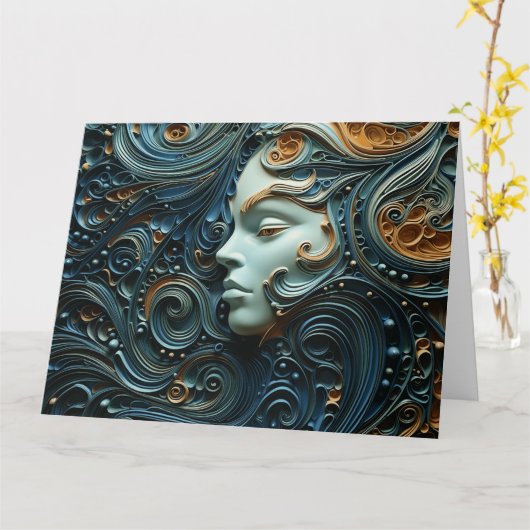 Moonlit Vrouw 3D Kunst Kaart (Gele Bloem)