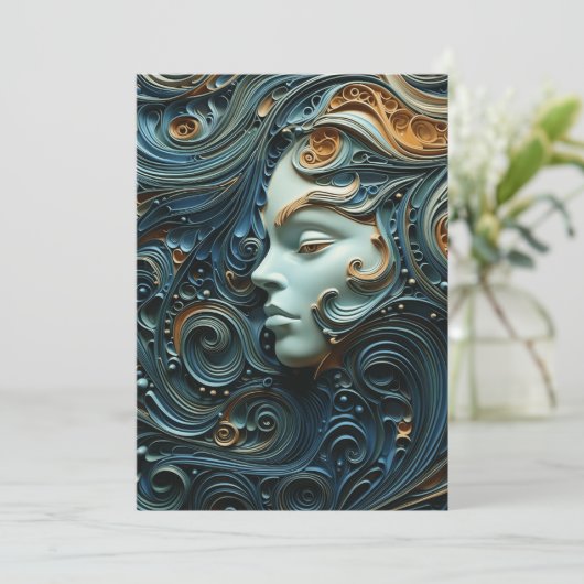 Moonlit Vrouw 3D Kunst Kaart (Staand voorkant)