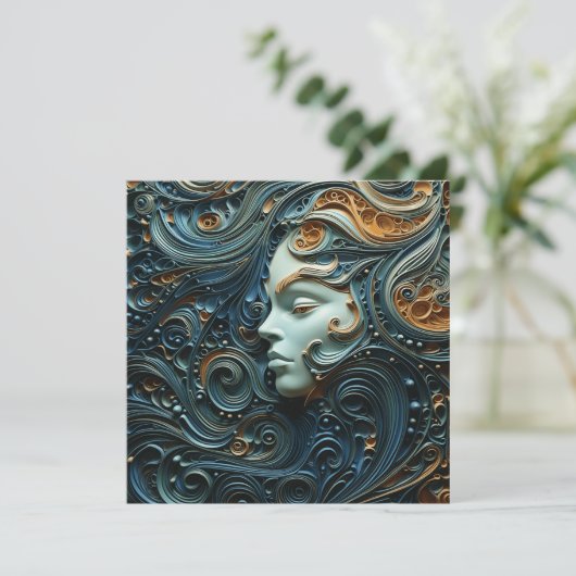 Moonlit Vrouw 3D Kunst Kaart (Staand voorkant)