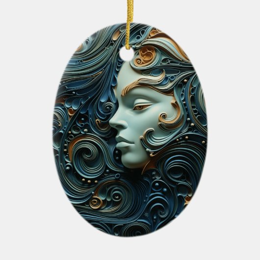 Moonlit Vrouw 3D Kunst Keramisch Ornament (Voorkant)
