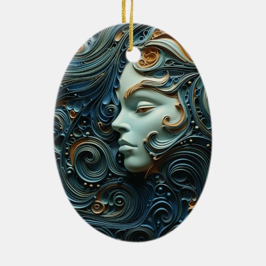 Moonlit Vrouw 3D Kunst Keramisch Ornament (Achterkant)