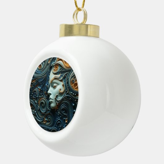 Moonlit Vrouw 3D Kunst Keramische Bal Ornament (Rechts)
