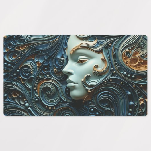 Moonlit Vrouw 3D Kunst Labels (Design 2)