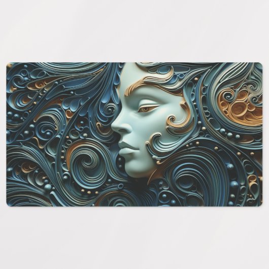 Moonlit Vrouw 3D Kunst Labels (Design 1)