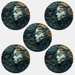 Moonlit Vrouw 3D Kunst Labels