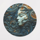 Moonlit Vrouw 3D Kunst Labels (Design 2)