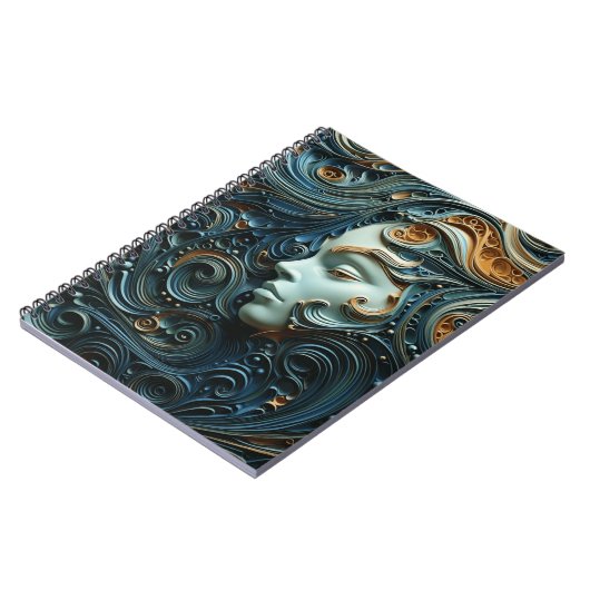 Moonlit Vrouw 3D Kunst Notitieboek (Linkerzijde)