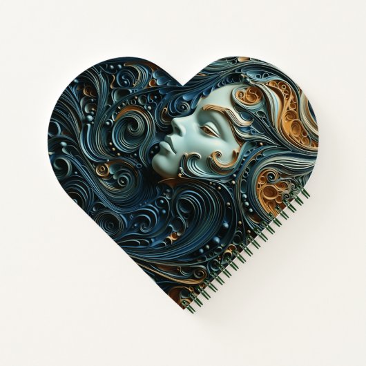 Moonlit Vrouw 3D Kunst Notitieboek (Achterkant)