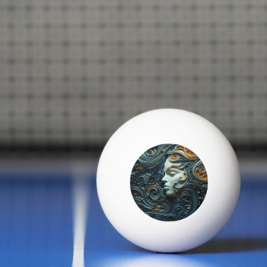 Moonlit Vrouw 3D Kunst Pingpongbal (Net)