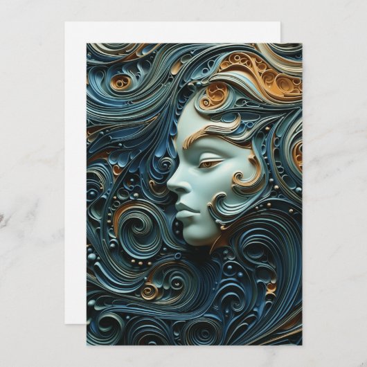 Moonlit Vrouw 3D Kunst Save The Date (Voorkant / Achterkant)