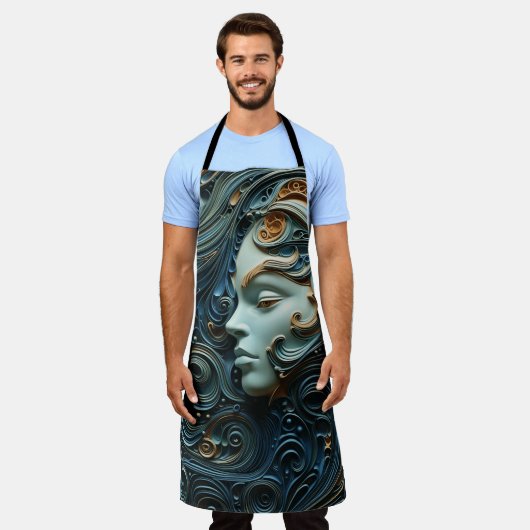 Moonlit Vrouw 3D Kunst Schort (Gedragen)