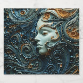 Moonlit Vrouw 3D Kunst Sparkling Wijnetiket (Enkel label)