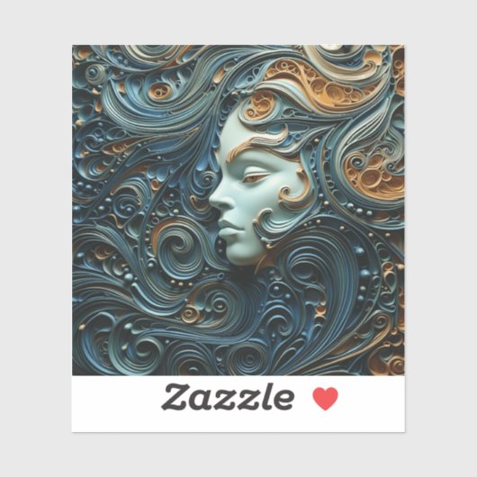 Moonlit Vrouw 3D Kunst Sticker (Vel)